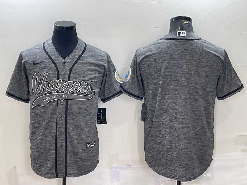 Mens Los Angeles Chargers Blank Grey Gridiron Cool Base Stitched Baseball Jersey->los angeles chargers->NFL Jersey